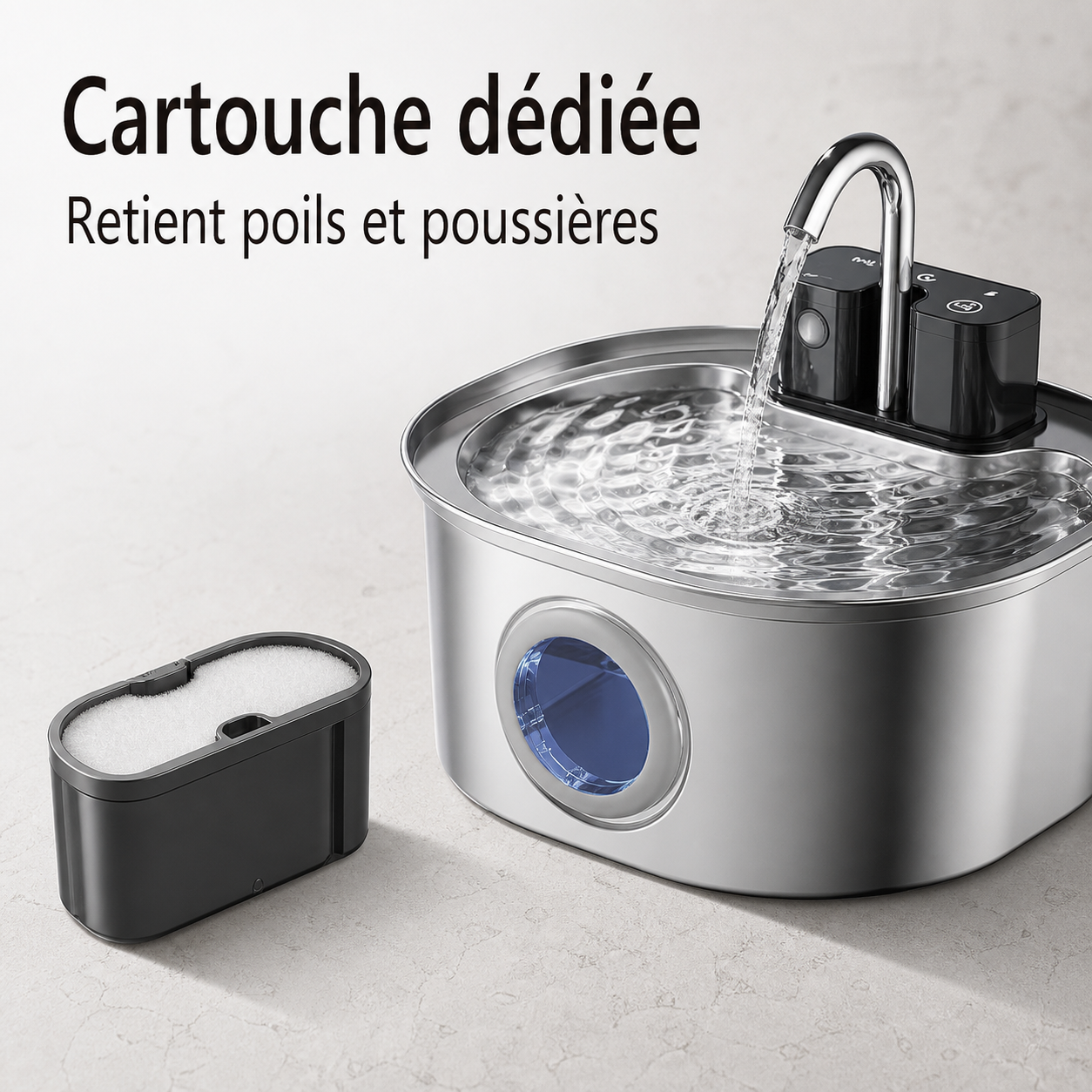 Eau filtrée propre — Fontaine à eau en inox FlowArc — 3,2 L