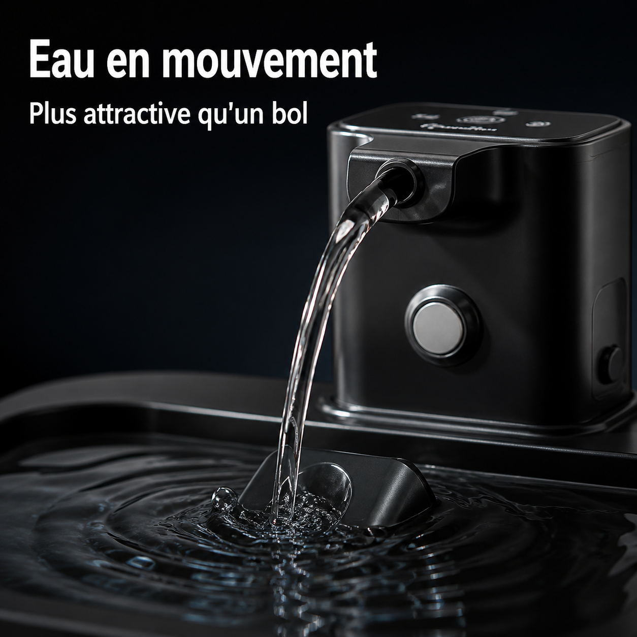 Eau en circulation — Fontaine à eau en plastique noir DownyPaws — 2,5 L