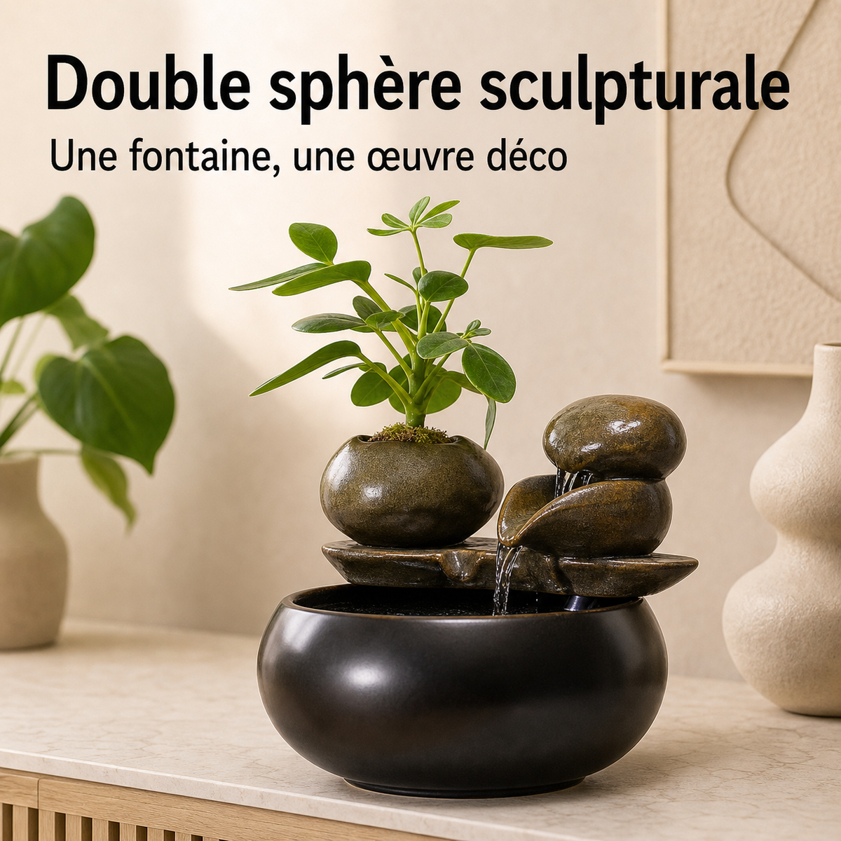 Fontaine à eau céramique Double sphère – 1 L — vue produit