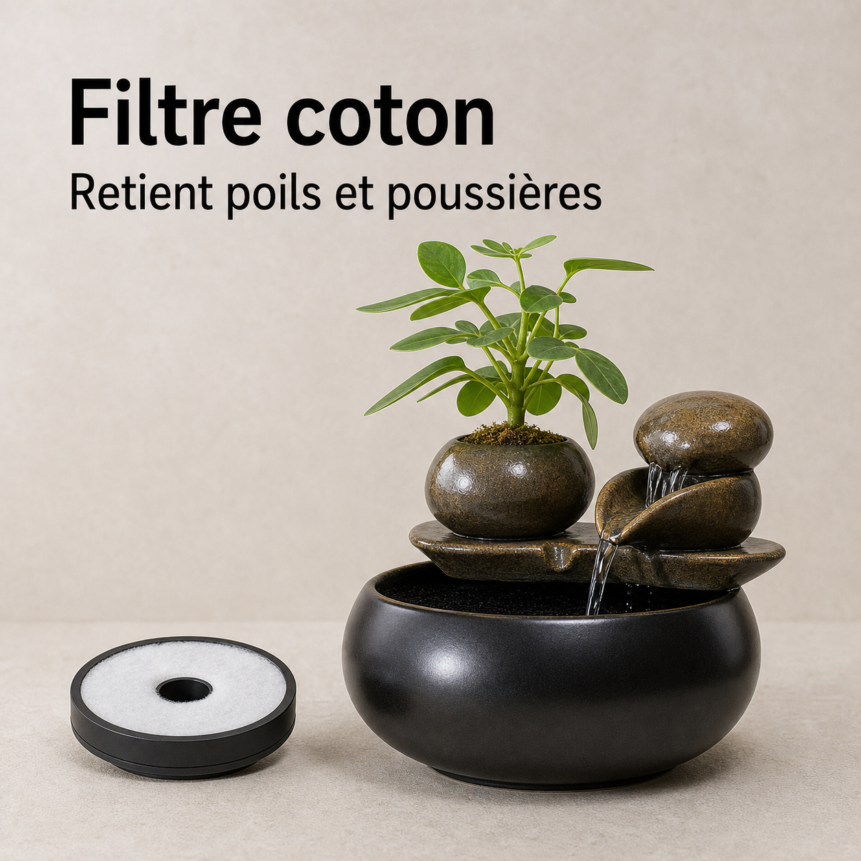 Eau filtrée propre — Fontaine à eau céramique Double sphère – 1 L