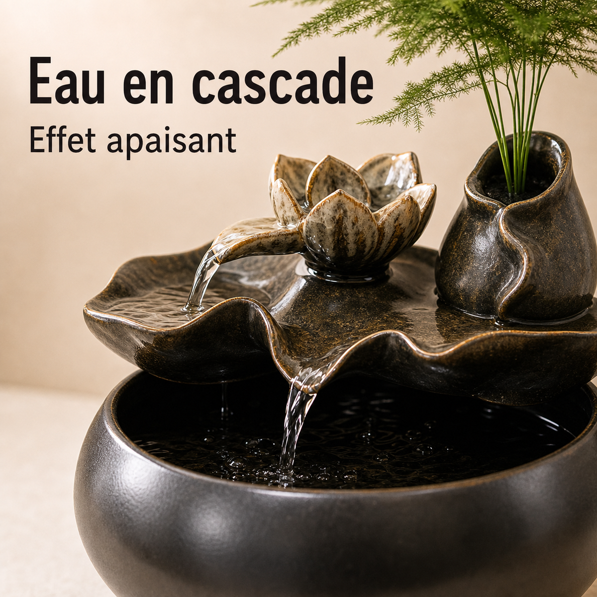 Eau en circulation — Fontaine à eau céramique Cascade minérale – 1 L