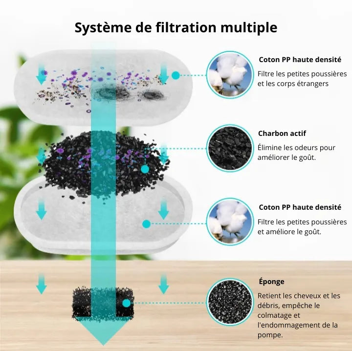 Fontaine à eau inox Bec robinet shema du filtre