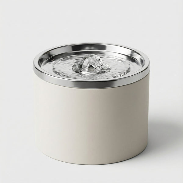 Fontaine à eau en céramique blanche et argenté pour chat – 1 L