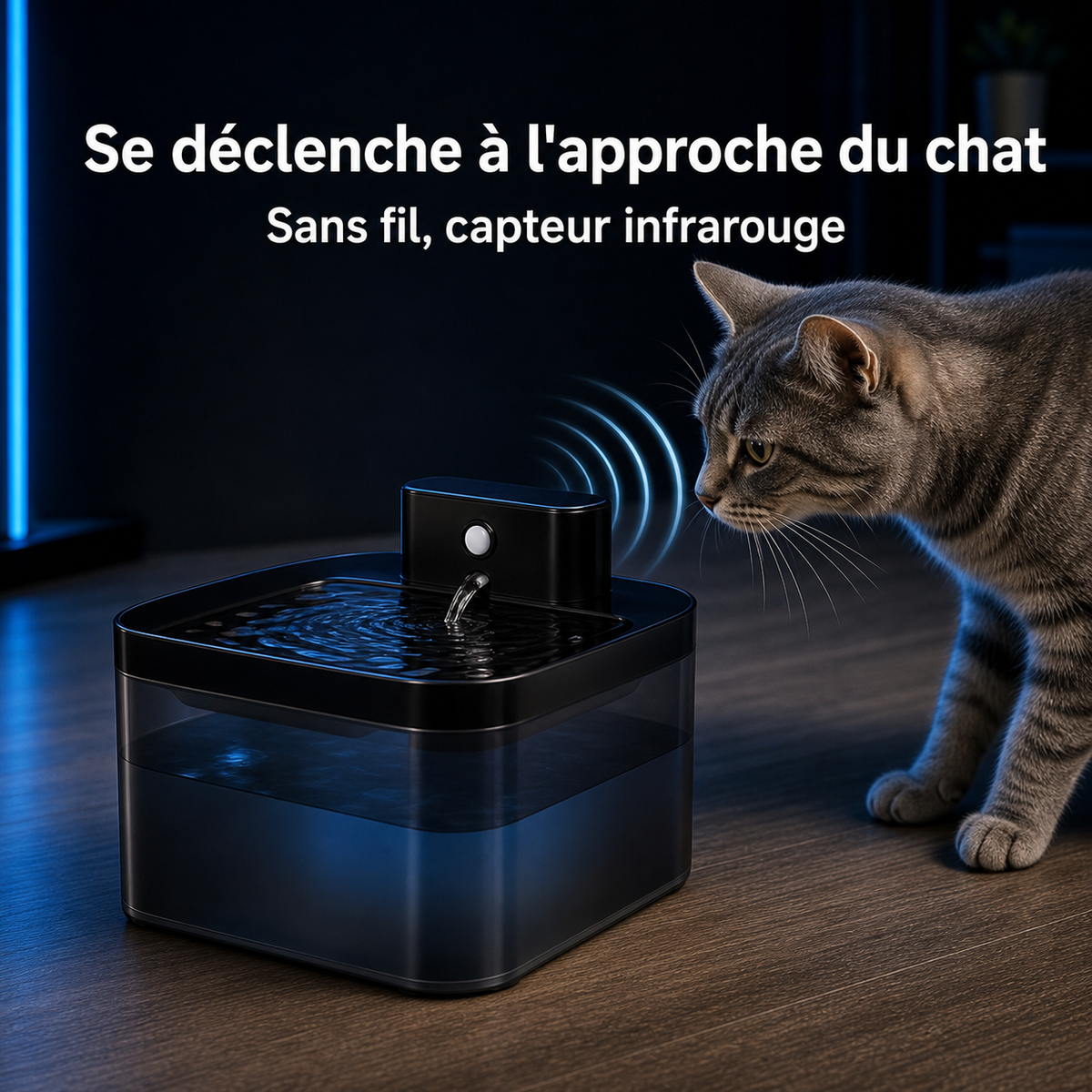 Fontaine sans fil 2,2 L capteur IR — vue produit