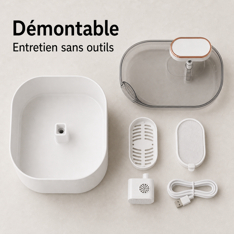 Entretien simple démontable — Fontaine à eau à écoulement doux blanche — 3 L