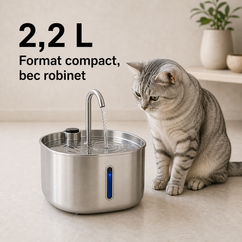 Format et capacité — Fontaine à eau en acier inoxydable – Bec robinet 2.2L