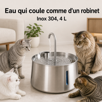 Fontaine à eau pour chat en inox – Bec robinet 4 L — vue produit