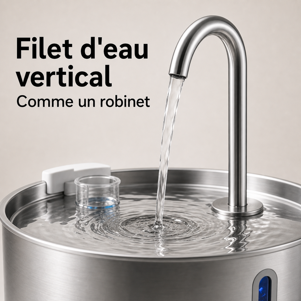 Eau en circulation — Fontaine à eau pour chat en inox – Bec robinet 4 L