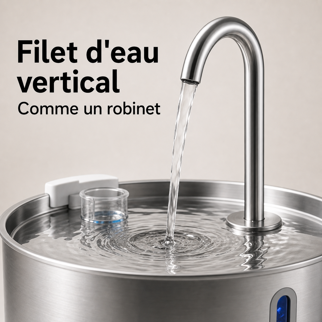 Eau en circulation — Fontaine à eau pour chat en inox – Bec robinet 4 L