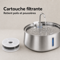Eau filtrée propre — Fontaine à eau pour chat en inox – Bec robinet 4 L