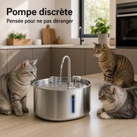 Pompe discrète — Fontaine à eau pour chat en inox – Bec robinet 4 L
