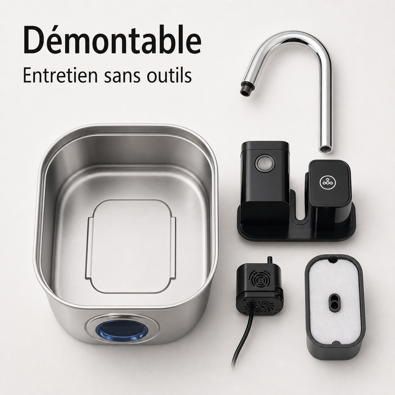 Entretien simple démontable — Fontaine à eau en inox FlowArc — 3,2 L