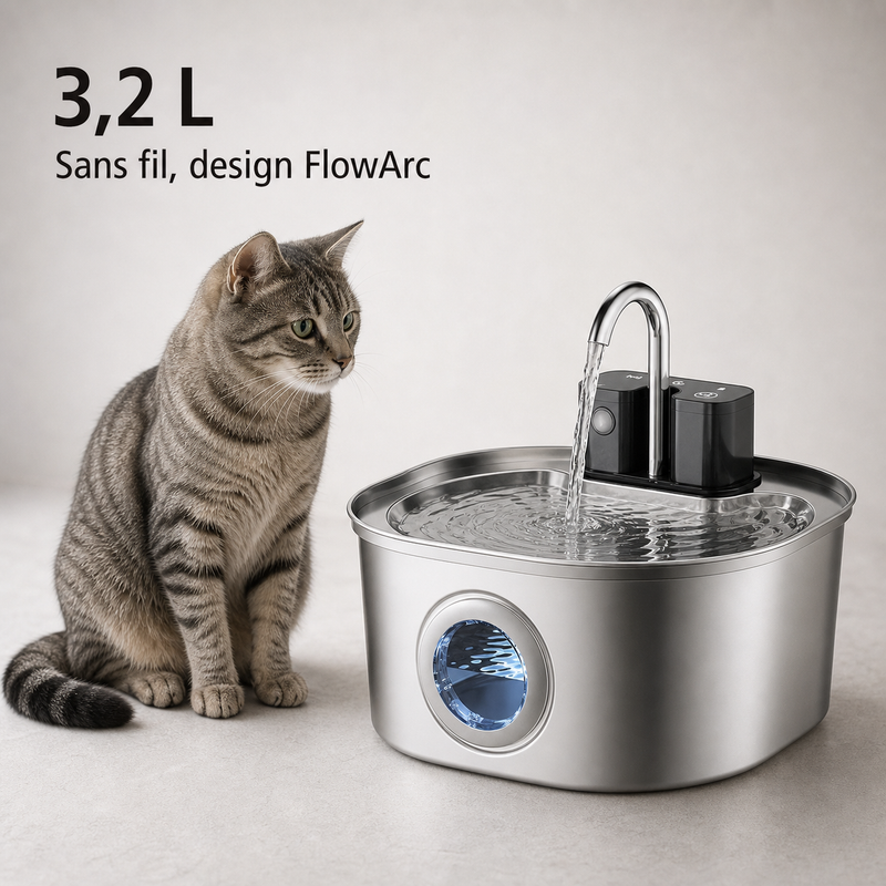 Format et capacité — Fontaine à eau en inox FlowArc — 3,2 L
