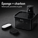 Eau filtrée propre — Fontaine à eau en plastique noir DownyPaws — 2,5 L