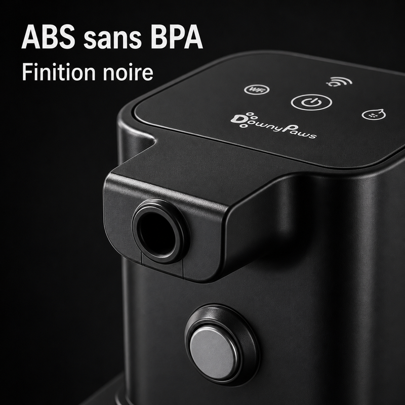 Matériaux sains — Fontaine à eau en plastique noir DownyPaws — 2,5 L