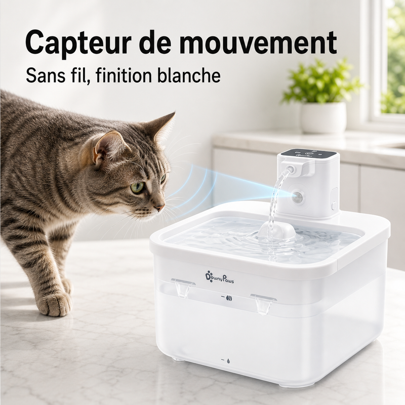 Fontaine à eau en plastique blanche DownyPaws — 2,5 L — vue produit