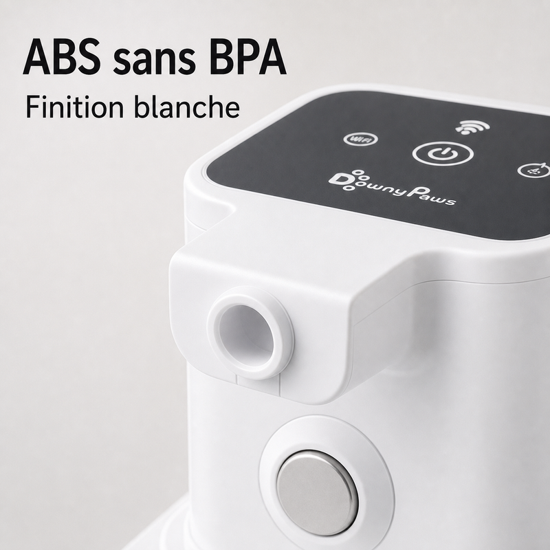 Matériaux sains — Fontaine à eau en plastique blanche DownyPaws — 2,5 L