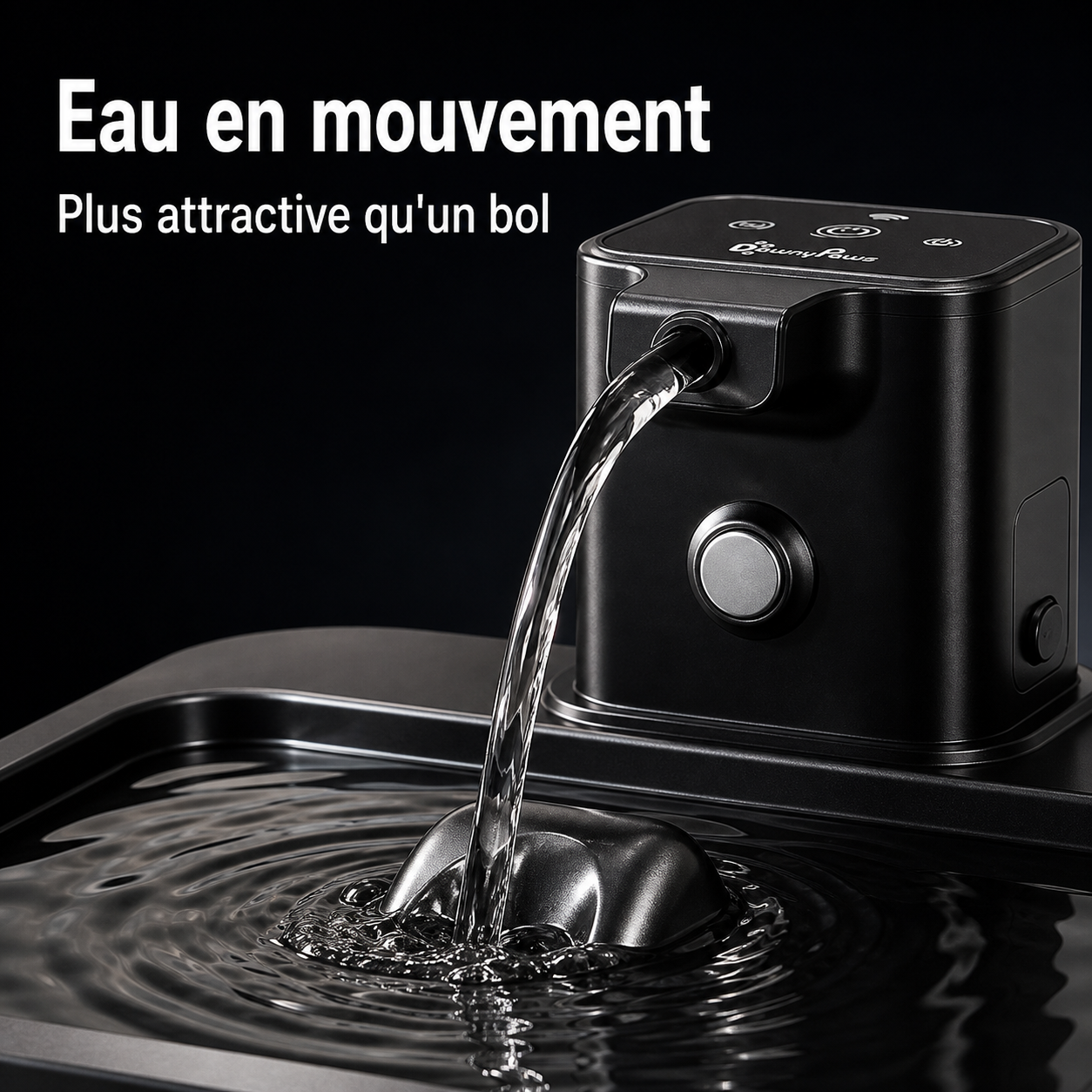 Eau en circulation — Fontaine à eau en inox noir DownyPaws — 2,5 L Image