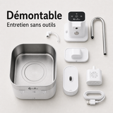 Entretien simple démontable — Fontaine à eau en inox blanche DownyPaws — 2,5 L