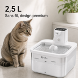 Format et capacité — Fontaine à eau en inox blanche DownyPaws — 2,5 L