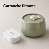Eau filtrée propre — Fontaine à eau en céramique vert baleine pour chat - 1,3L