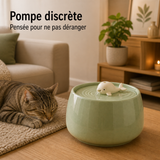 Pompe discrète — Fontaine à eau en céramique vert baleine pour chat - 1,3L