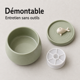 Entretien simple démontable — Fontaine à eau en céramique vert baleine pour chat - 1,3L