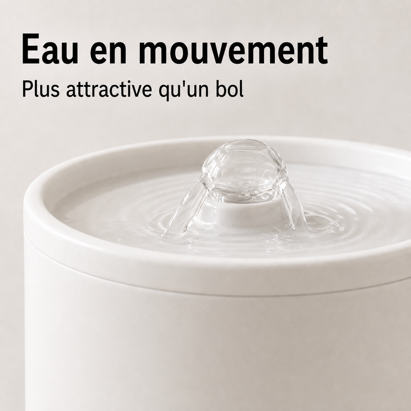 Eau en circulation — Fontaine à eau en céramique blanche pour chat – 1 L