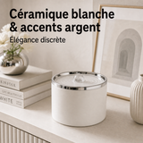 Fontaine à eau en céramique blanche et argenté pour chat – 1 L — vue produit