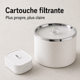 Eau filtrée propre — Fontaine à eau en céramique blanche et argenté pour chat – 1 L