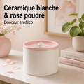 Fontaine à eau en céramique blanche et rose pour chat – 1 L