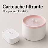 Eau filtrée propre — Fontaine à eau en céramique blanche et rose pour chat – 1 L