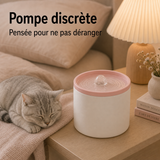 Pompe discrète — Fontaine à eau en céramique blanche et rose pour chat – 1 L