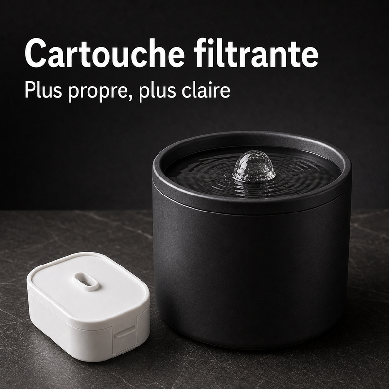 Eau filtrée propre — Fontaine à eau en céramique noir pour chat – 1 L