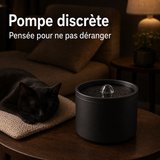 Pompe discrète — Fontaine à eau en céramique noir pour chat – 1 L