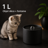 Format et capacité — Fontaine à eau en céramique noir pour chat – 1 L