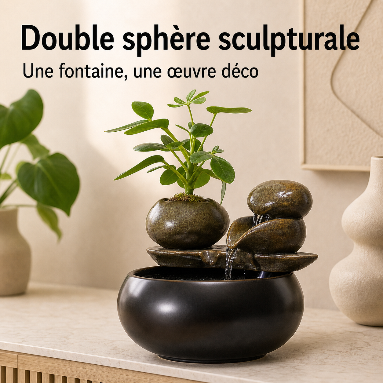 Fontaine à eau céramique Double sphère – 1 L — vue produit