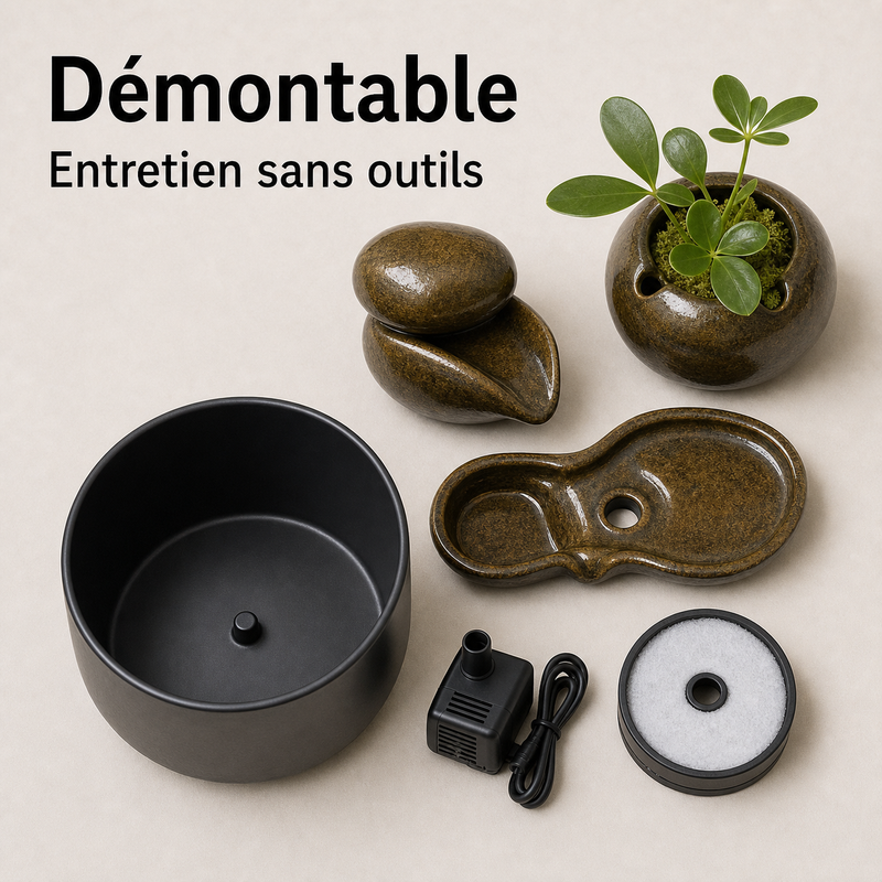 Entretien simple démontable — Fontaine à eau céramique Double sphère – 1 L