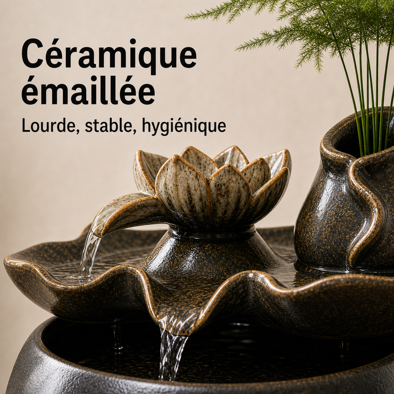 Matériaux sains — Fontaine à eau céramique Cascade minérale – 1 L