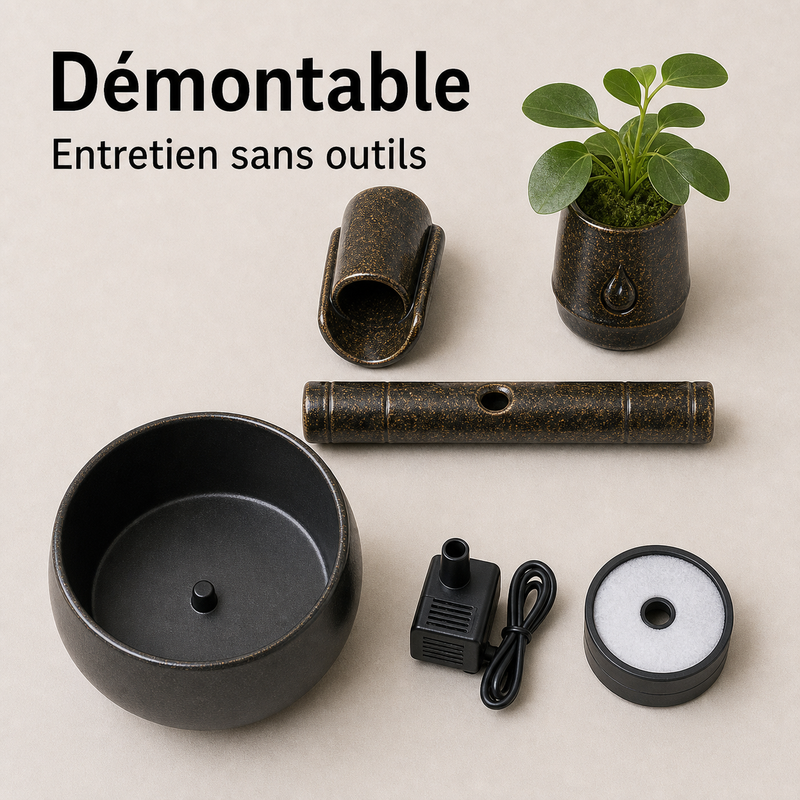 Entretien simple démontable — Fontaine à eau céramique Plante verticale – 1 L