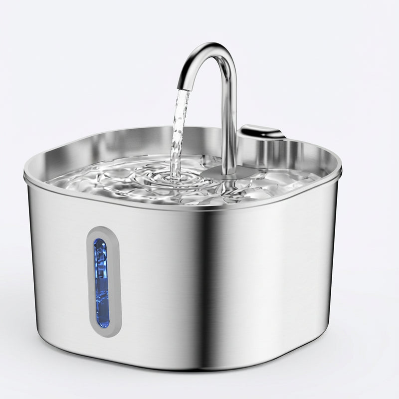 Fontaine à eau inox Bec robinet fond blanc