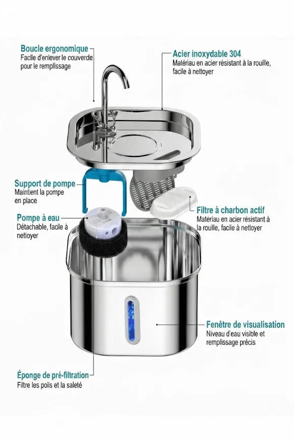 Fontaine à eau inox Bec robinet shema