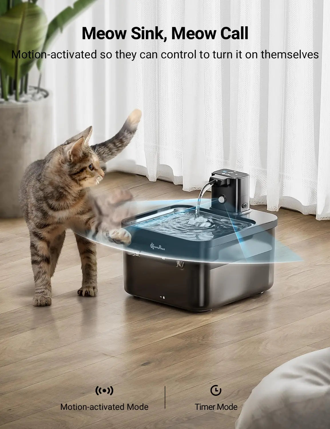 Fontaine à eau en inox noir DownyPaws — 2,5 L