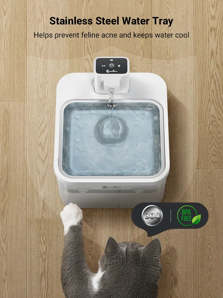 Fontaine à eau en inox blanche DownyPaws — 2,5 L