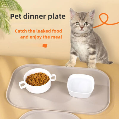 Tapis anti-gaspillage à rebord pour gamelle chat