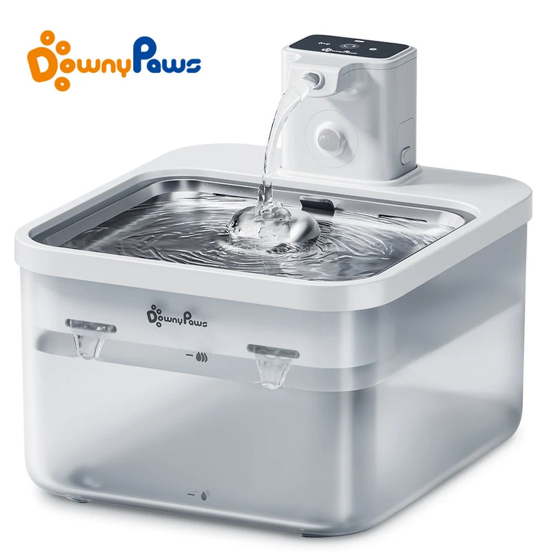 Fontaine à eau inox blanche DownyPaws 2,5 L pour chat