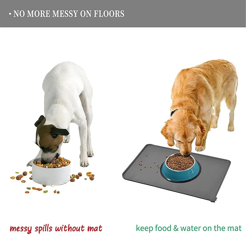 Tapis silicone anti-débordement pour gamelle et fontaine chat — 48 × 30 cm