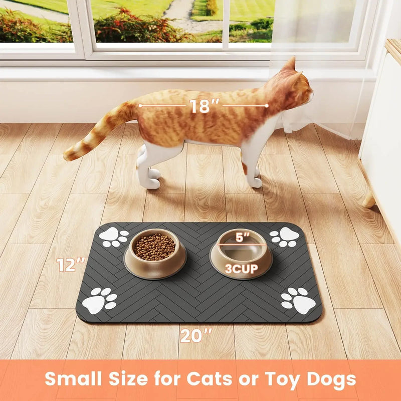 Tapis sous-bowl absorbant pour fontaine et gamelle chat