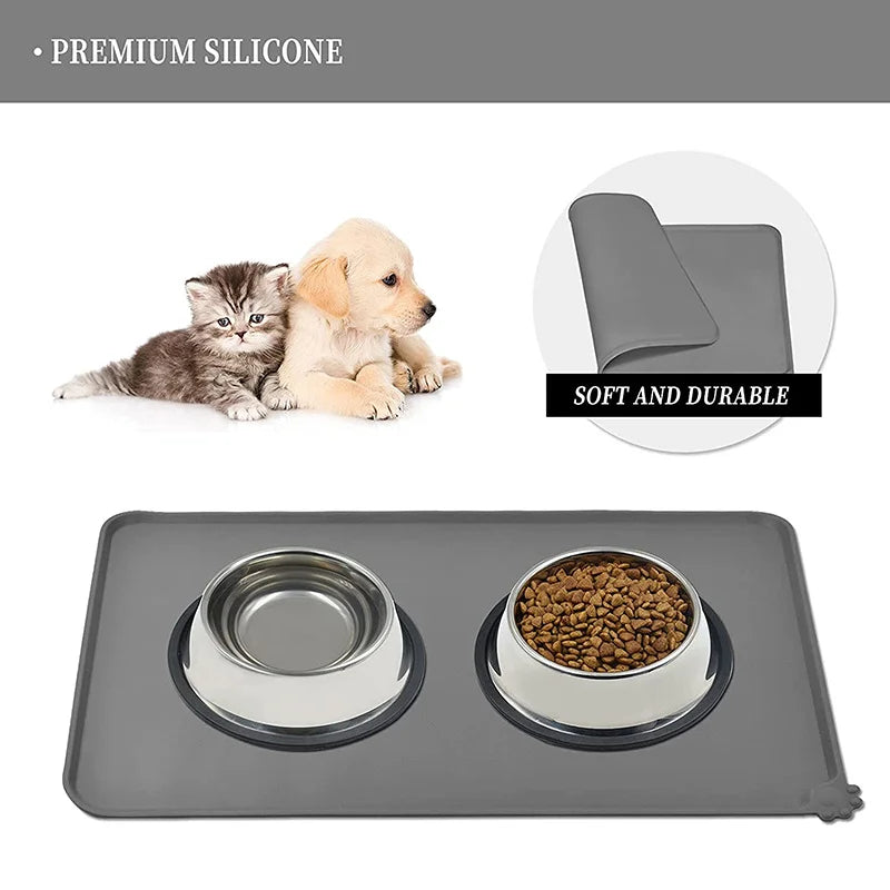 Tapis silicone anti-débordement pour gamelle et fontaine chat — 48 × 30 cm