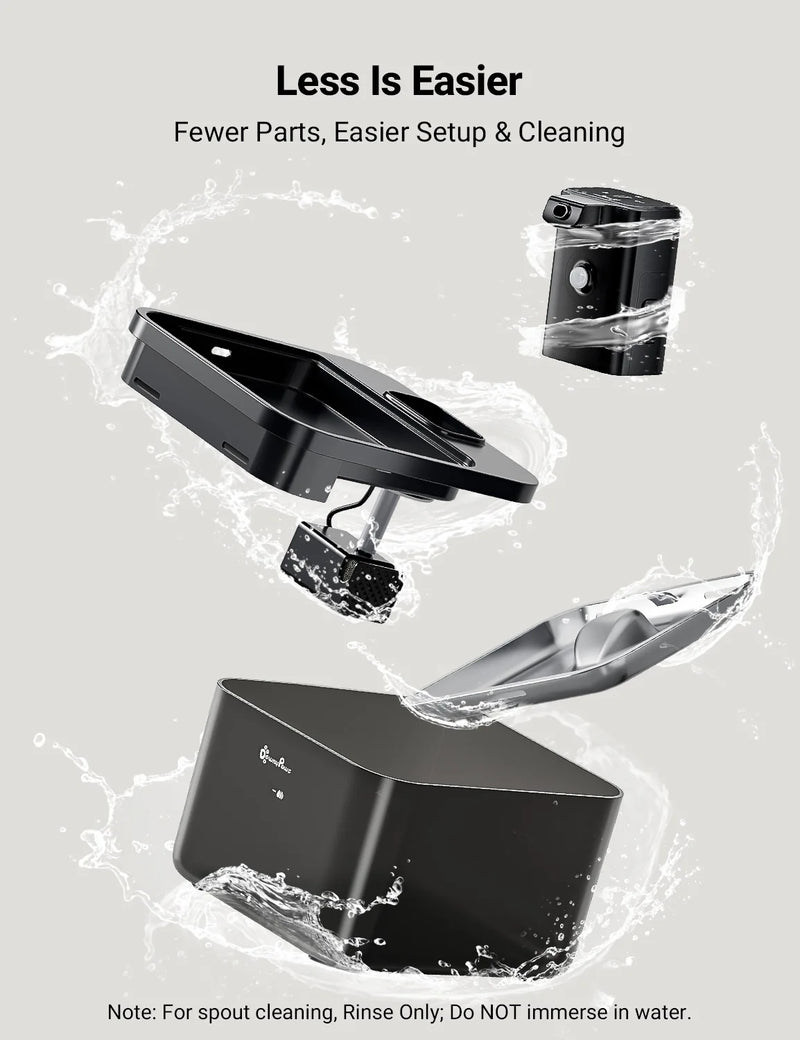 Fontaine à eau en inox noir DownyPaws — 2,5 L